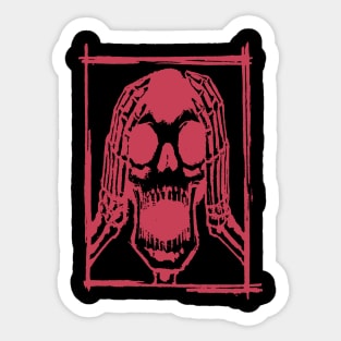 Screaming Skull Ink Tattoo Retro Red Sticker